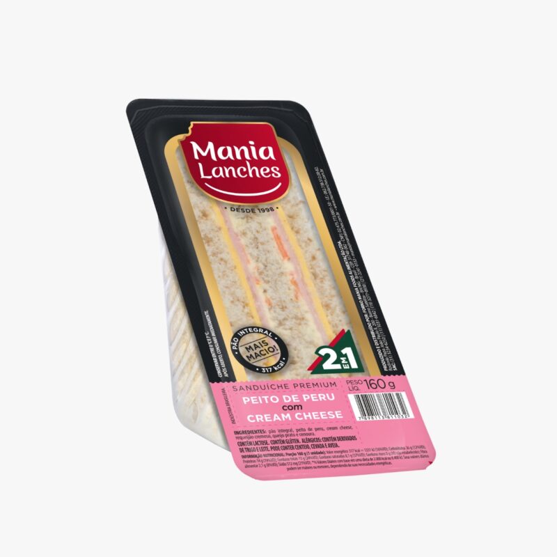 Sanduíche Natural 2 em 1 Peito de Peru com Cream Cheese